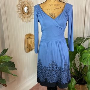 Athleta Blue V-neck Modal Dress Sz Small Petite SP